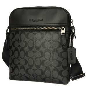 蔻驰 COACH 奢侈品 男士小号斜挎包灰黑色PVC F73336 QBMI5