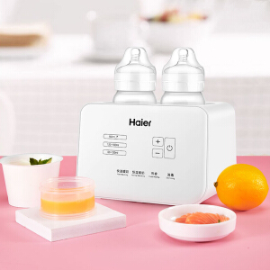 海尔（Haier）婴儿双奶瓶消毒器温奶器恒温暖奶器 多功能加热辅食调奶器HBW-D02