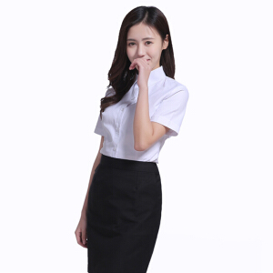 俞兆林 女装短袖衬衫女韩版修身OL大码工作服女士半袖职业装衬衣 YWCS201464 白色 M