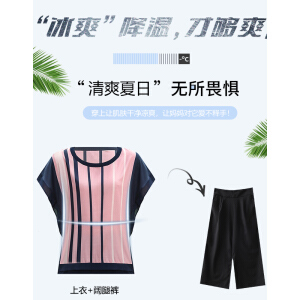 秋芙罗中老年女装衣服夏装雪纺套装洋气阔太太两件套时尚中年妈妈装短袖小衫Q3892090627 粉色套装 3XL【建议115-130斤】
