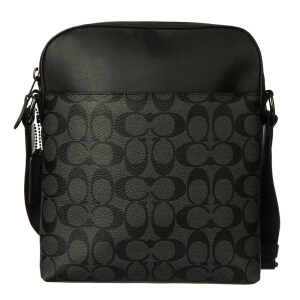 蔻驰 COACH 奢侈品 男士小号斜挎包灰黑色PVC F73336 QBMI5