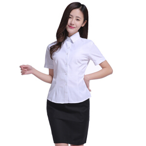 俞兆林 女装短袖衬衫女韩版修身OL大码工作服女士半袖职业装衬衣 YWCS201464 白色 M